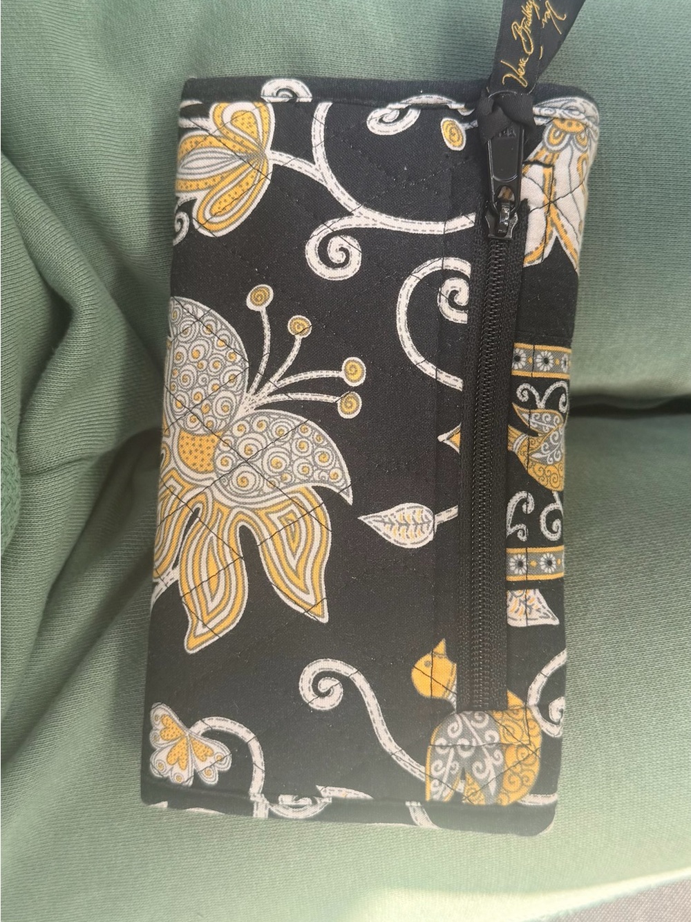 Vera Bradley Black Wallet with Mustard & Cream Floral Print